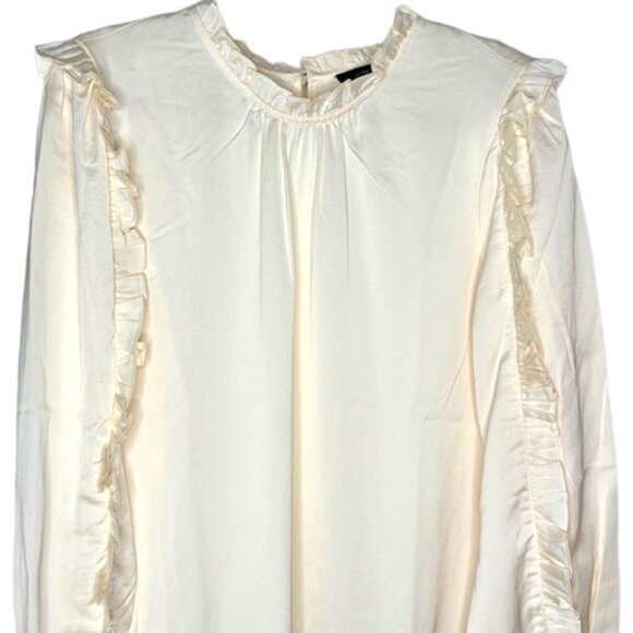 J. Crew Ruffle-Sleeve/Neck Blouse Satin Crepe - Ivory - XL - Picture 3 of 10